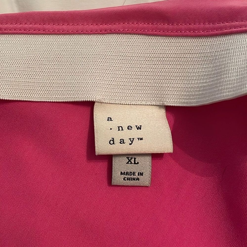 A New Day Hot Pink Pull-On Midi Skirt Womens Size Extra Large Side Slit - Picture 2 of 7